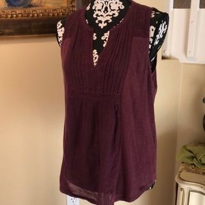 Lucky Brand V-neck Boho lace crochet front sleeveless semi-sheer open v-back top